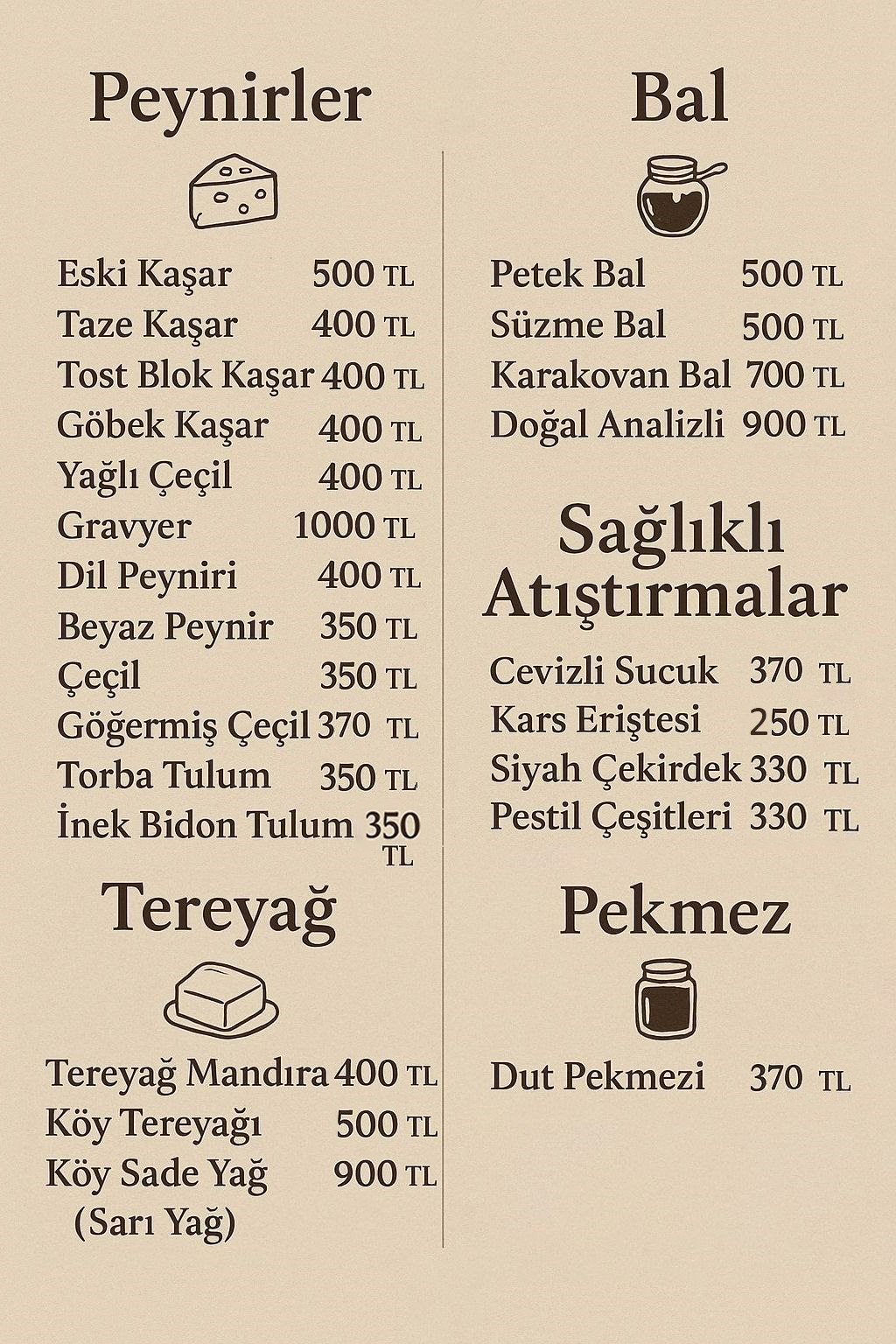 Fiyat Listesi Görseli