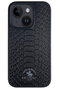 Santa Barbara Polo Racquet Club iPhone 14 Knight Deri Kapak - Siyah