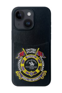 Santa Barbara Polo Racquet Club iPhone 15 Abner İçi Süet Nakış Desenli Kartvizitli Kılıf - Siyah