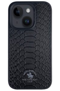 Santa Barbara Polo Racquet Club iPhone 15 Plus Knight Deri Kapak - Siyah