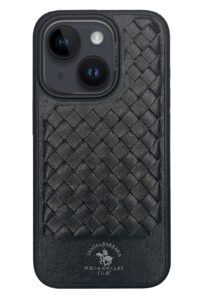 Santa Barbara Polo Racquet Club iPhone 15 Plus Ravel Deri Kapak - Siyah