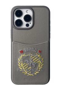 Santa Barbara Polo Racquet Club iPhone 15 Pro Abner İçi Süet Nakış Desenli Kartvizitli Kılıf - Titan Gri