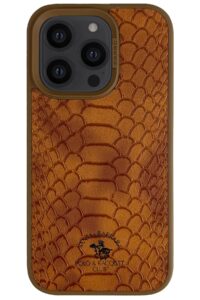 Santa Barbara Polo Racquet Club iPhone 15 Pro Knight Deri Kapak - Kahverengi