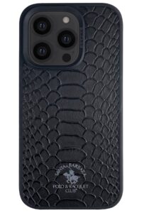 Santa Barbara Polo Racquet Club iPhone 15 Pro Knight Deri Kapak - Siyah