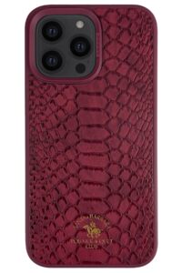 Santa Barbara Polo Racquet Club iPhone 15 Pro Max Knight Deri Kapak - Kırmızı