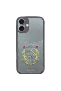 Santa Barbara Polo Racquet Club iPhone 16 Abner İçi Süet Nakış Desenli Kartvizitli Kılıf - Titan Gri