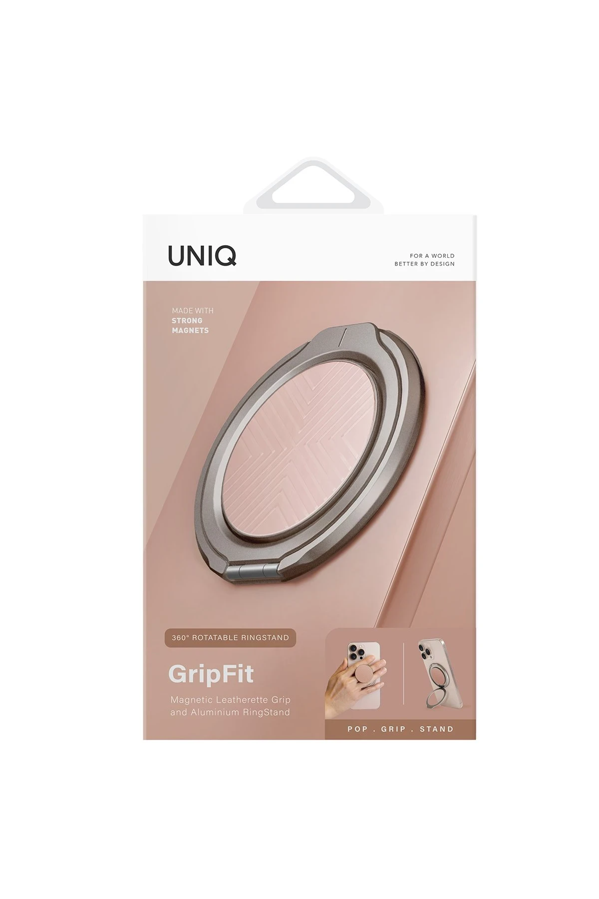 Uniq GripFit Classic 360 Manyetik Magsafe Kickstand Yüzük - Pembe - Görsel 3
