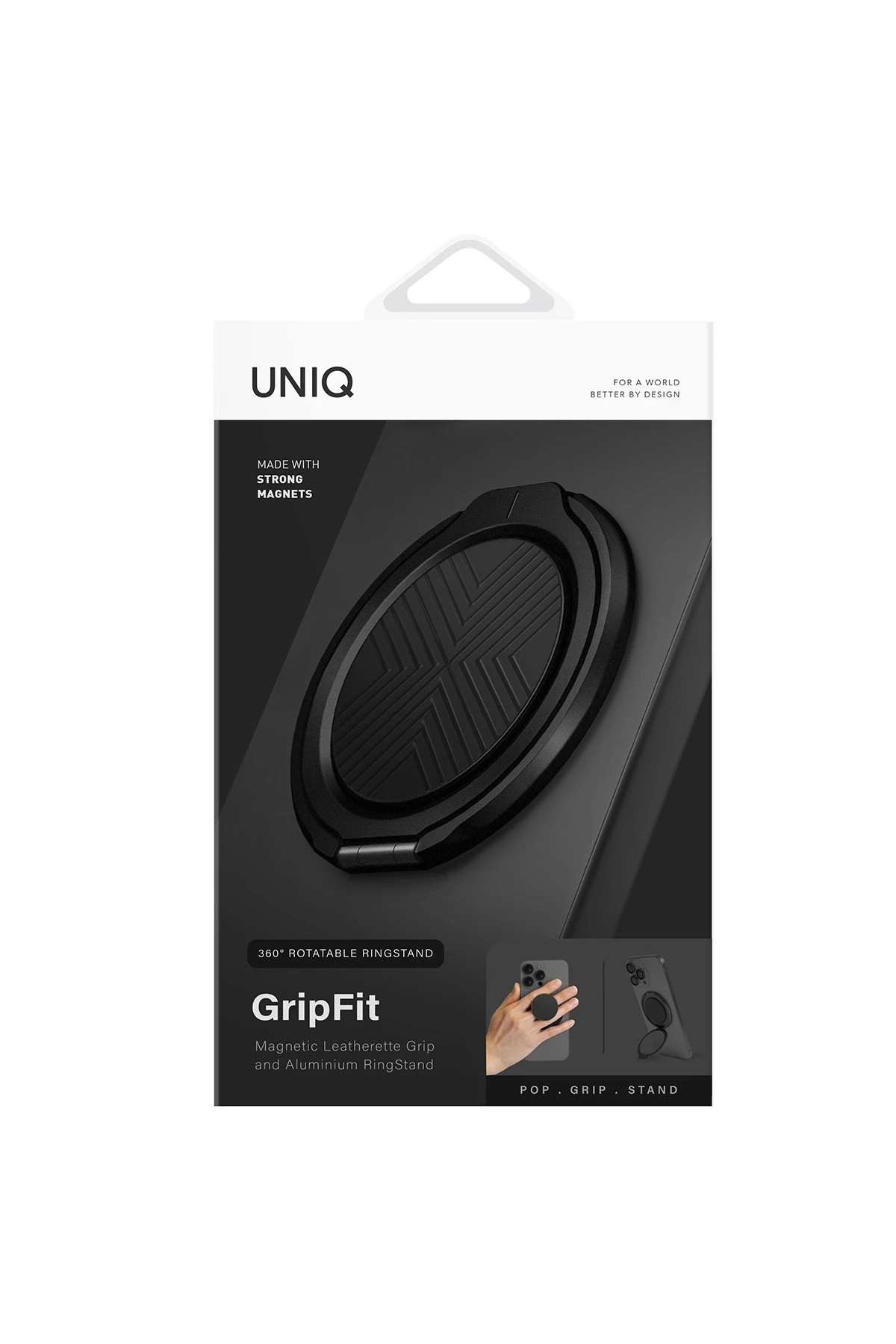 Uniq GripFit Classic 360 Manyetik Magsafe Kickstand Yüzük - Siyah - Görsel 3
