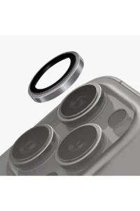 Uniq iPhone 16 Pro Max Optix Çelik Çerçeveli Sapphire Kamera Lens Koruyucu - Gri