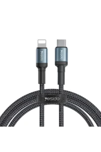 Yesido CA78 1.2M 60W Hasırlı Type-C to Type-C PD Hızlı Şarj Kablosu - Siyah