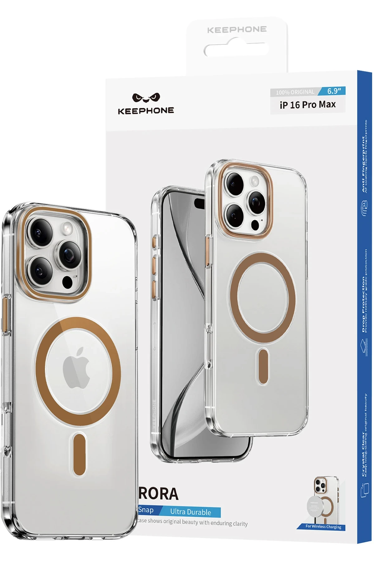 Keephone iPhone 15 Aurora Şeffaf Magsafe Kılıf - Siyah - Görsel 3