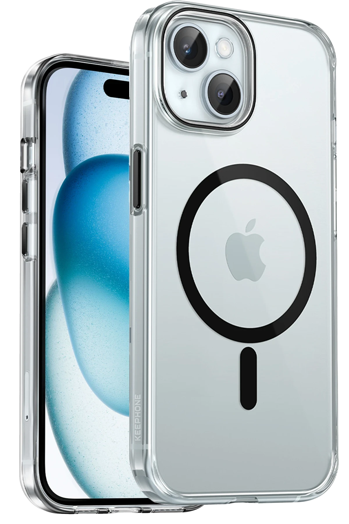 Keephone iPhone 15 Aurora Şeffaf Magsafe Kılıf - Siyah