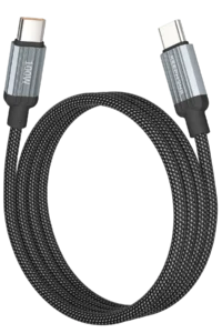 Keephone Magcoil 1M 100W Örgülü Type-C to Type-C Mıknatıslı PD Hızlı Şarj Data Kablosu - Siyah