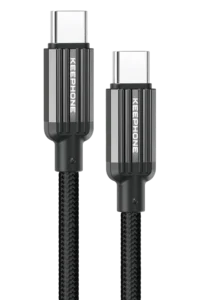 Keephone Pitta 1.2M 60W Örgülü Type-C to Type-C PD Hızlı Şarj Data Kablosu - Siyah